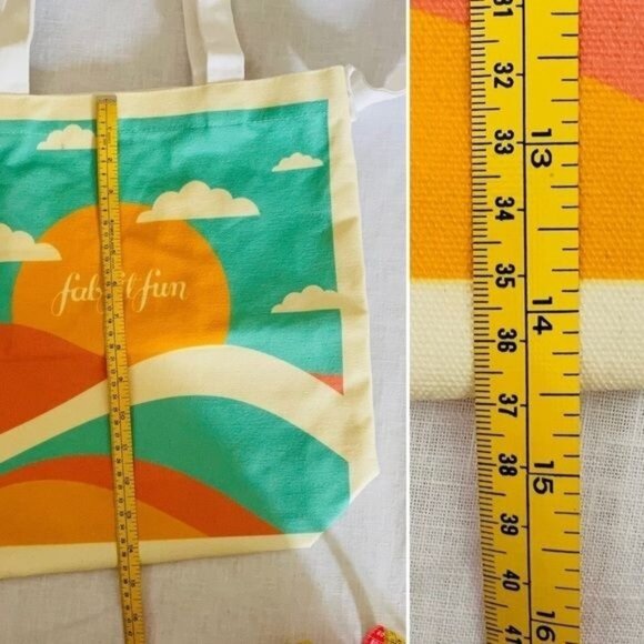 Summer Sunset Canvas Beach Tote FabFitFun Shoulder Bag Foldable Travel Shopping - Picture 7 of 12